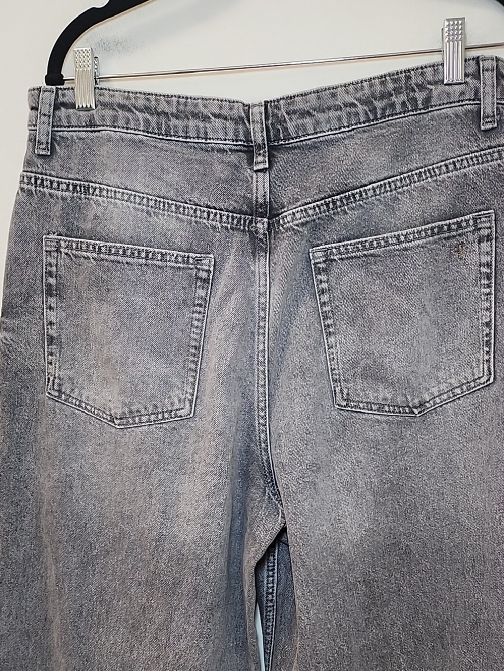 Anthro Pilcro High-Rise Wide-Leg Jeans Gray Charcoal Size 30 - Picture 13 of 16